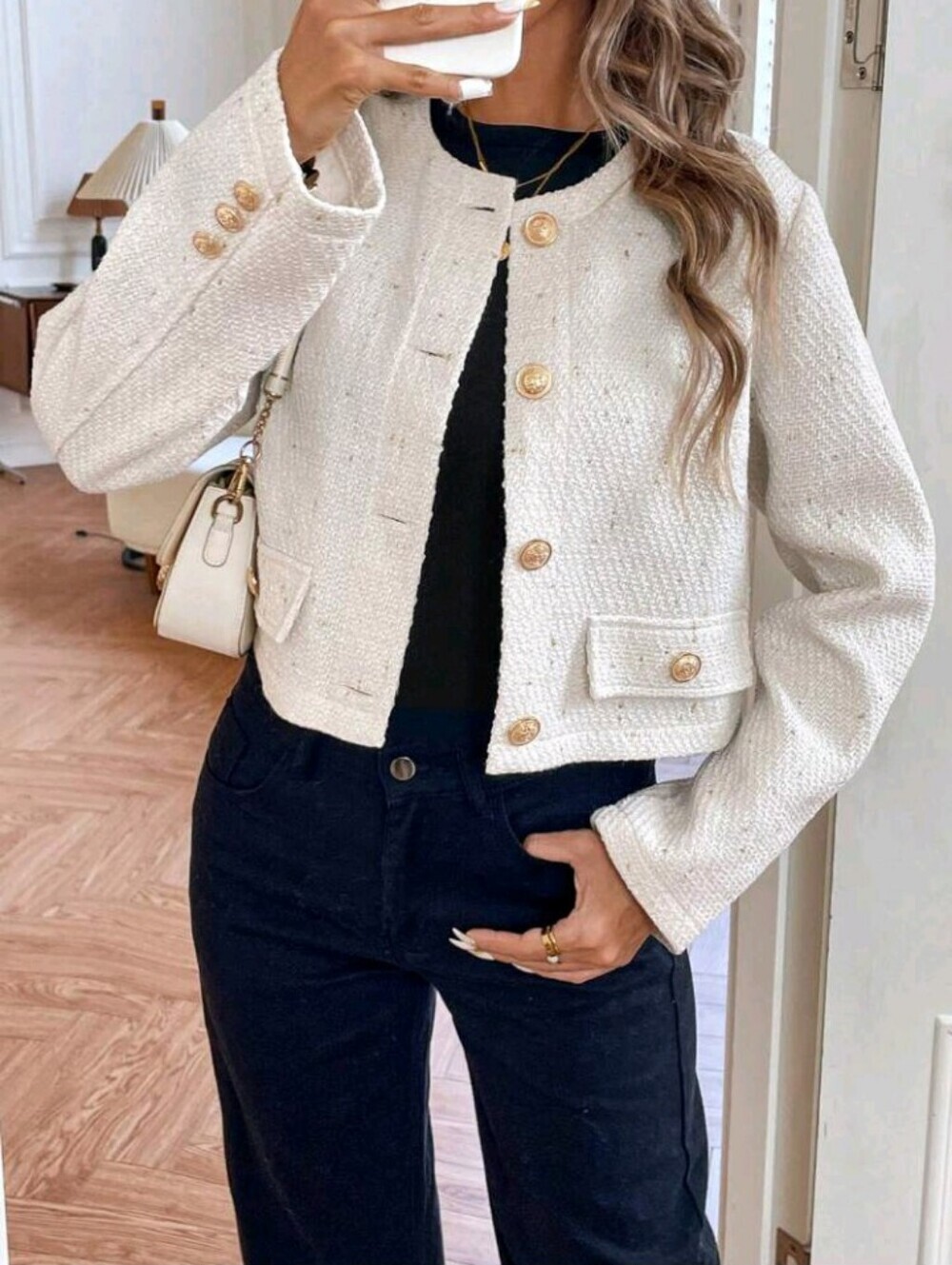 Women's Autumn/Winter Metal Button Short Wool Coat